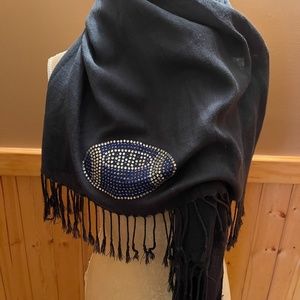 LYN DORF blue scarfvwith rhinestone football